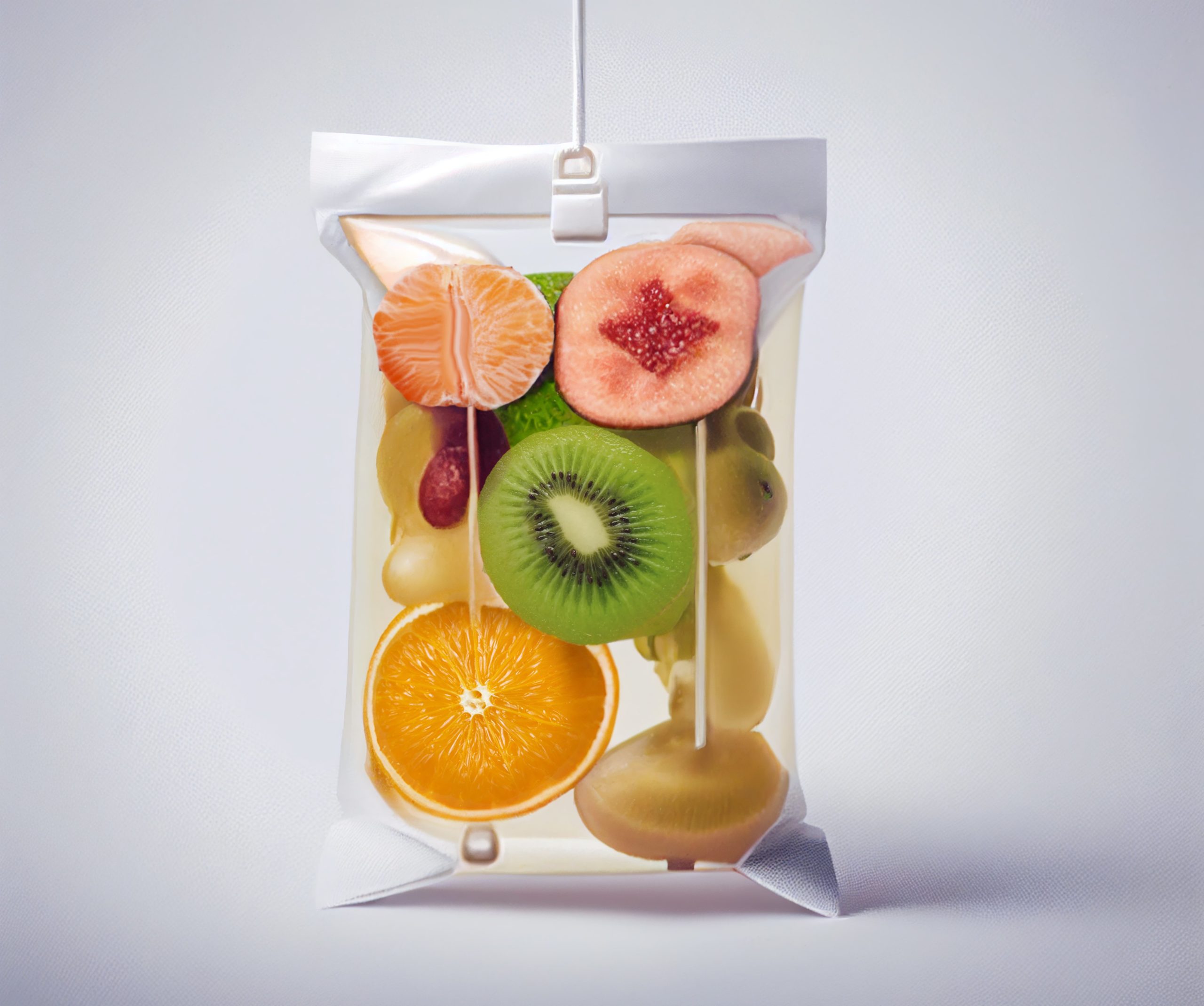 Fruit Slices In Saline Bag Dipped In Water Against Background | APEX Performance & Aesthetics in Sandy, UT