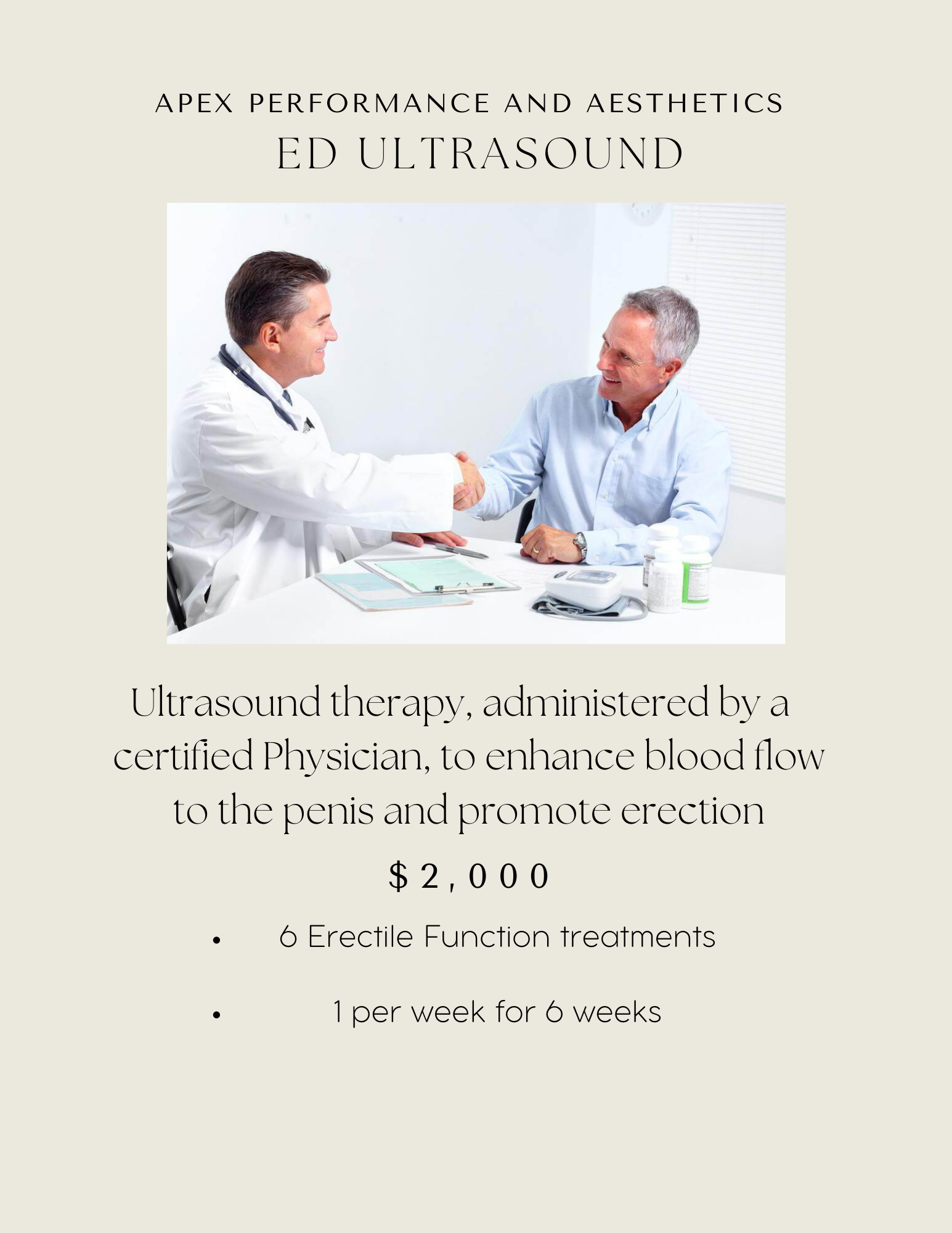 ED Ultrasound Treatment - Package | APEX Performance & Aesthetics in Sandy, UT