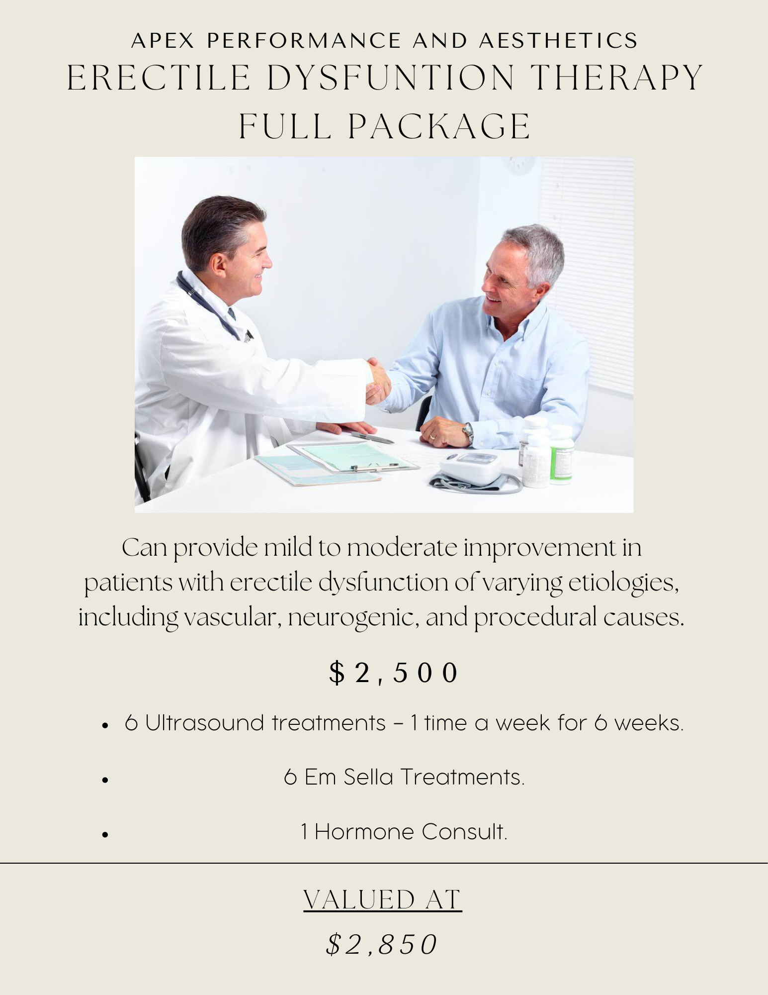 Erectile Dysfunction Therapy FULL Package | APEX Performance & Aesthetics in Sandy, UT