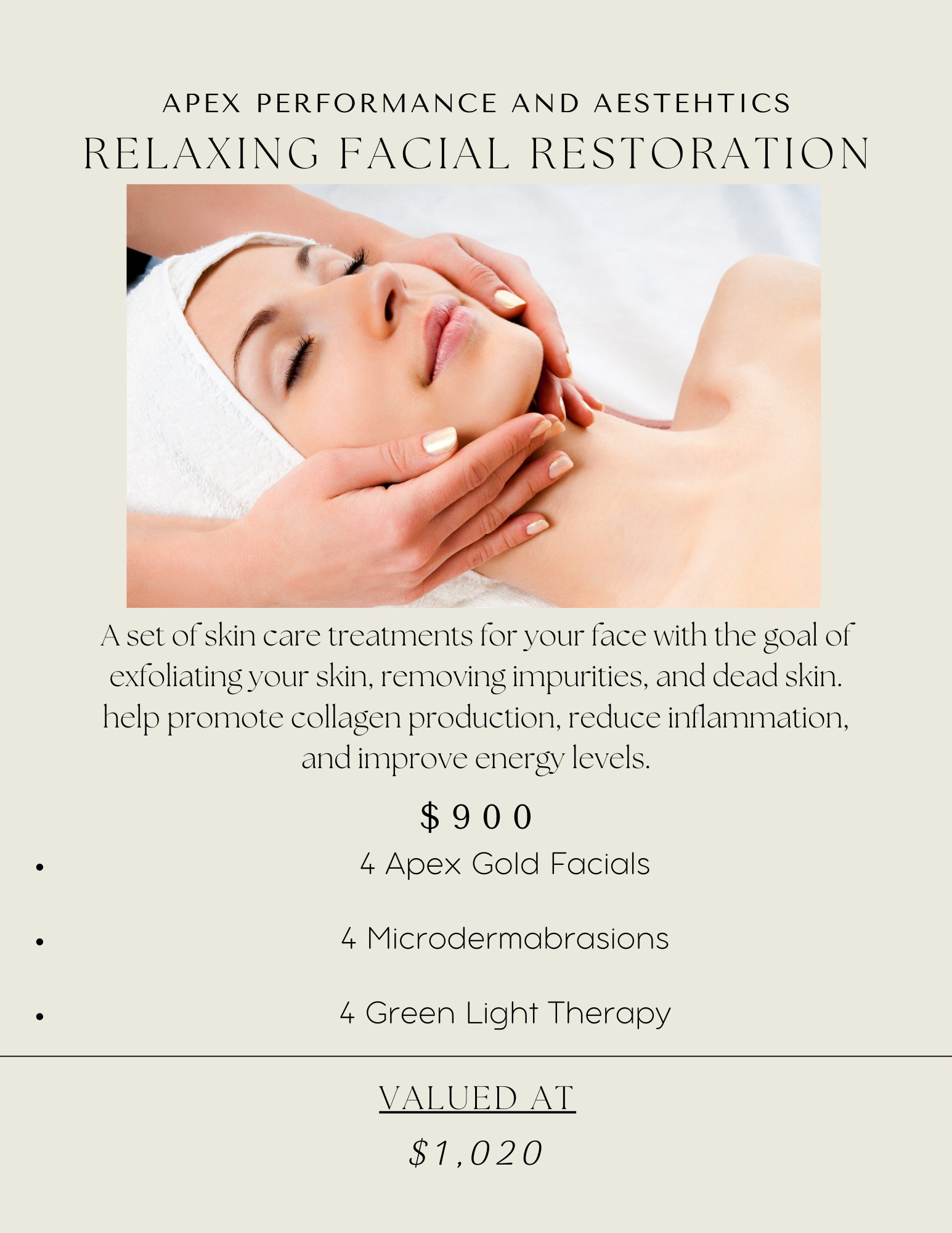Relaxing Facial Restoration - Package | APEX Performance & Aesthetics in Sandy, UT